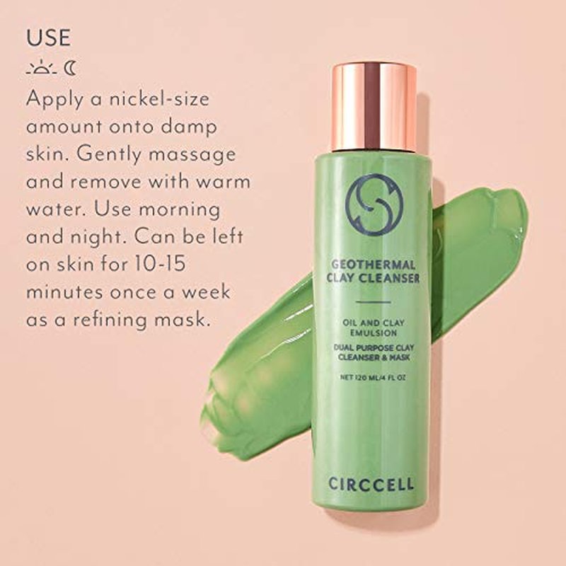 CIRCCELL Geothermal Clay Cleanser ? Hydrating Facial Cleanser - Arctic Clay and Essential Oils Deep Clean & Detox Skin ? Hydrating Clay Face Wash or Mask for All Skin Types