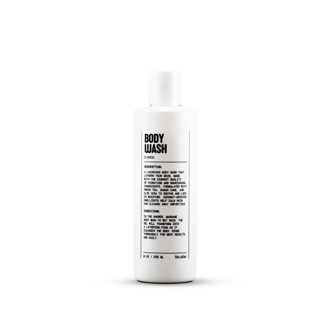 Blu Atlas Body Wash, 8oz - Sulfate-Free Gel Body Wash for Men, Moisturizing Formula Suitable for All Skin (Classic)