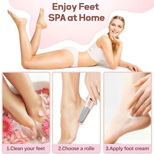 Callus Remover for Feet, ZABOUL Electric Foot Callus Remover Rechargeable Pedicure Tools Smooth Pedicure Wand Electronic Foot File, Feet Care for Removes Dry Hard & Dead Skin Ideal Gift
