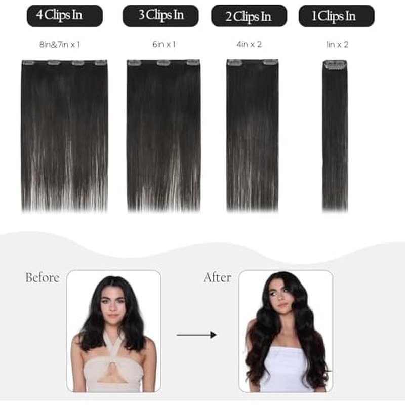 HUAYI Dark Brown Clip in Hair Extensions Real Human Hair 120G Remy Human Hair Clip in Extensions Soft Silky Straight for Women 7pcs 16clips 14 Inch Brown Hair Extensions