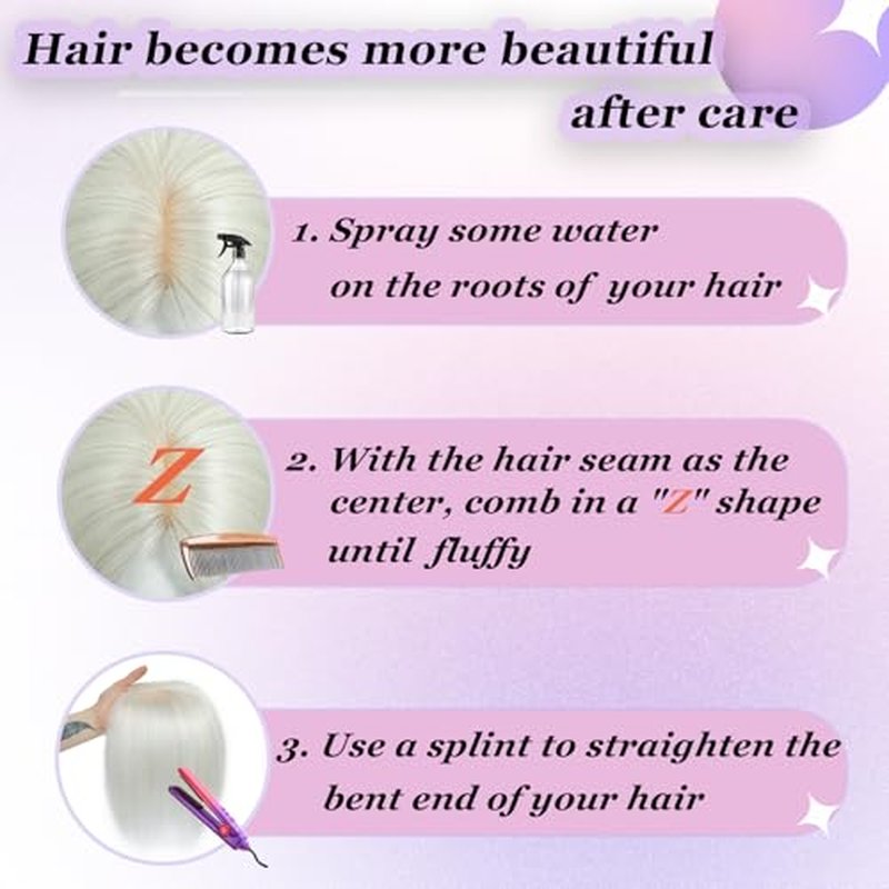 Hair Toppers for Women Real Human Hair£¬ 360¡Æ 3D Cover Hair Topper Clip in Bangs 10 Inch Realistic Scalp Pieces for Women with Thinning Crown (Silver White, Side Bangs)