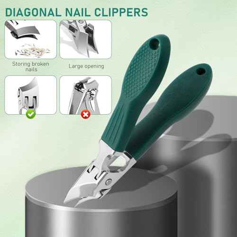 3Pcs Eagle Beak Beveled Nail Clippers,Wide Jaw Opening Anti-Splash Slanted Nail Clipper,Edge Nail Clippers,Long Handle Wide Jaw Opening Anti-Splash Slanted Nail Clipper for Men Women