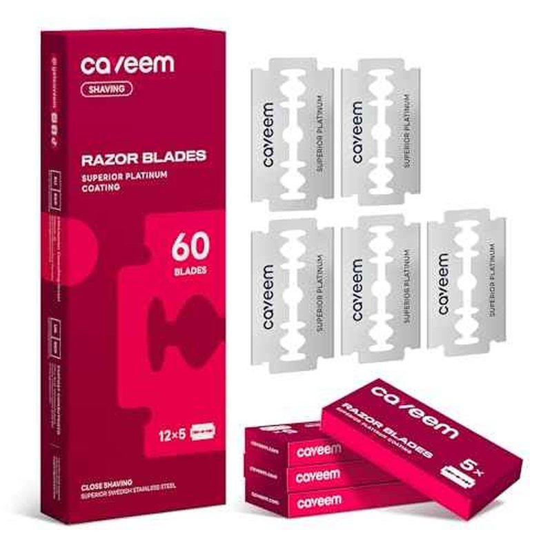 60 Count Double-Edge Safety Razor Blades, Replacement Razor Refills for Shaving, Stainless Steel Blades for All Standards Double-Edge Razor