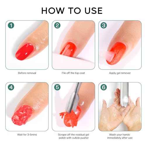 Morovan Gel Nail Polish Remover: Easy Remove Gel Polish Natural Formula Portable Kit with Cuticle Pusher & Scraper No Soaking or Wrapping