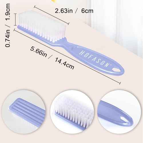 HOFASON 6 Pack Nail Brush for Cleaning Fingernails, Nail Brush Handle Grip Brush for Nail and Toenail Foot, Nail Dust Brush Manicure Pedicure Tools Scrubbing Brush Women Men Home Salon (Macaron)