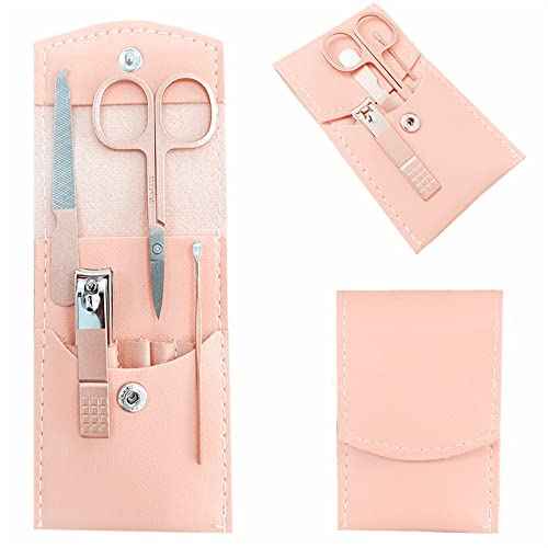 Manicure Set, Professional Women Nail Clippers Kit 4PCS£¬ Stainless Steel Nail Cutter Care Tools Professional Grooming Kits, PU Leather Travel Case £¨rose gold£©
