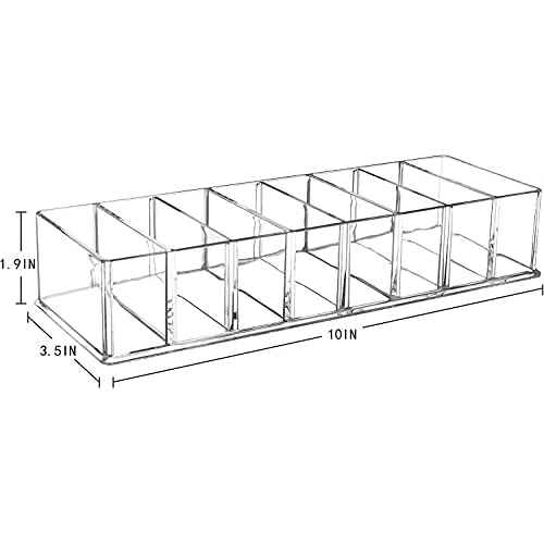 2 Pack Detachable Makeup Organizer, 8 Compartments Acrylic Cosmetic Storage Jewelry Display Boxes, Clear Drawer Organizers Case for Dresser Vanity Bathroom Kitchen