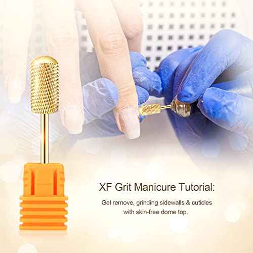 Nail Drill Bit Set, Corfulra 3pcs Safety Bits for Nail Drill, Tungsten Carbide Nail Drill Bits, Smooth Round Top Large Barrel Bits, Nail Supplies for Nail Tech to Remove Acrylic Nails (XF & M & XC)