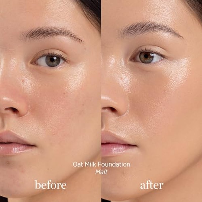Ere Perez - Natural Oat Milk Liquid Foundation | Breathable, Buildable, Med-Full Coverage | Peach Extract, Vitamin E | Vegan, Cruelty-Free, Clean Beauty (Malt | light neutral, 1fl oz | 30mL)