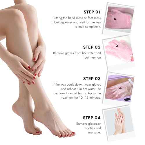 Paraffin Hand Mask & Paraffin Foot Mask, 1Pair Each, Moisturizing Gloves Soften Your Hands and feet in 10-Minute Hydration Softening (Red)
