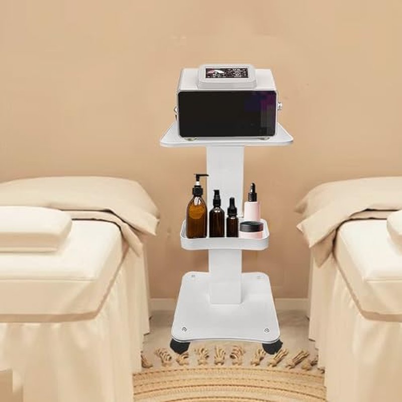 Esthetician Cart, 3 Tier Beauty Rolling Trolley with Rotation Wheels, Aluminum Alloy Tray Rolling Cart for Hair Salon, Spa Salon Beauty Machine Storage