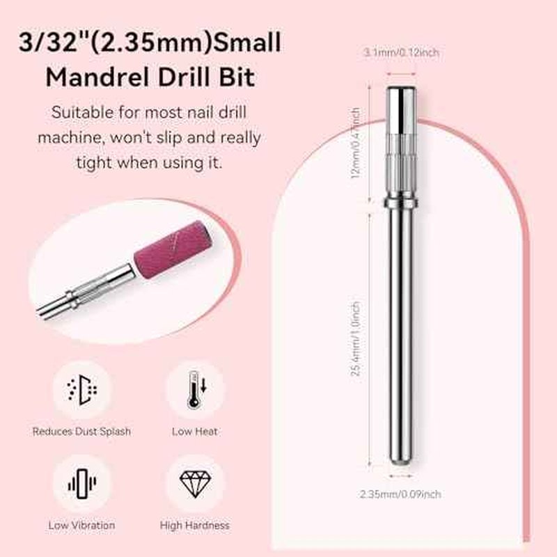 Makartt Nail Drill Bits Sanding Bands - for Nail Drill 100 Pcs 4 Color Coarse Fine 80/120/180/240 Grit File Small Sanding Band with 3.1mm Mini Mandrel Nail Bit Set for Acrylic Nails Gel