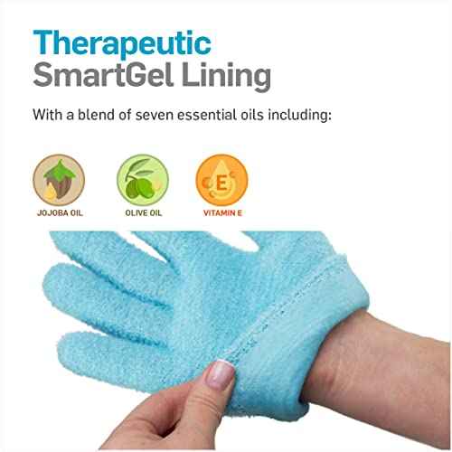 NatraCure Moisturizing Gel Gloves - (for Dry, Cracked Skin, Aging Hands, Cuticles, Eczema, After Hand Washing, Instead of Overnight Sleeping Gloves, Lotion, Cream) - Color: Aqua
