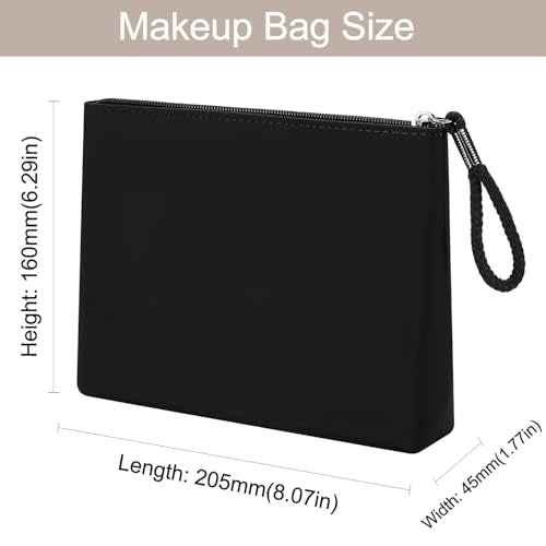 Silicone Makeup Bag for Purse Zipper Cosmetic Pouch Makeup Brush Holder Large Makeup Organizer Silicone Travel Pouch for Women (Black)