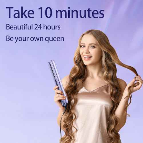 Christmas Gift for Girlfriend/Mom, Hair Straightener for Women Flat Iron Hair Straightener and Curler 2 in 1 - Birthday Gift for Women & Mom, Hair (Purple)