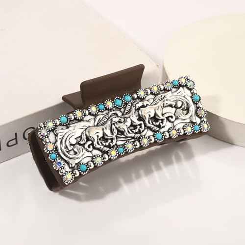 BVGA Western Hair Claw Clips for Women Turquoise Cowgirl HOWDY Hair Claws Western Hair Accessories Country Vintage Cowgirl Outfits Party Favors Gifts (Pattern B)
