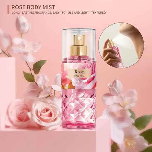 Portable Bath and Body Care Travel Set for Women & Girls, Rose 3PCS Set - Shower Gel, Body Lotion, Body Mist, Personal Body Care Gift Set for Birthday Mother's Valentine's Day Gifts for Her
