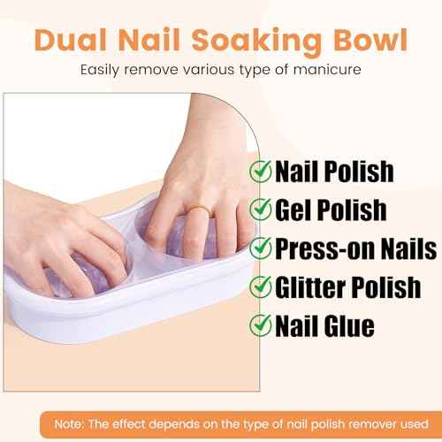 Dual Nail Soaking Bowl Acetone Proof: Soak Off Gel Nail Polish Dip Powder Remover Bowl- Cut the Soaking Time in Half Manicure Bowl for Salon Home (D2-White)