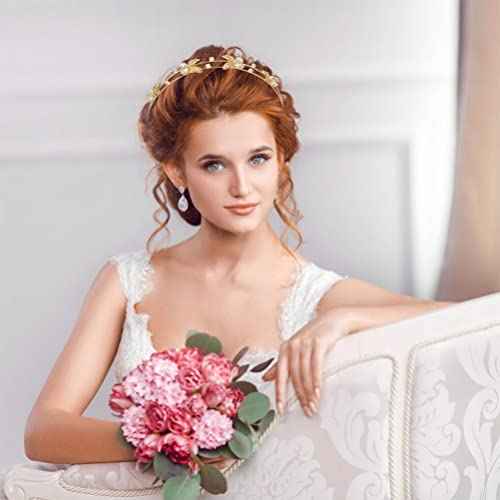 Beaupretty Bride Wedding Headband, Rhinestone Crystal Ornament Butterflies Girls Crown Tiara for Females (Golden)