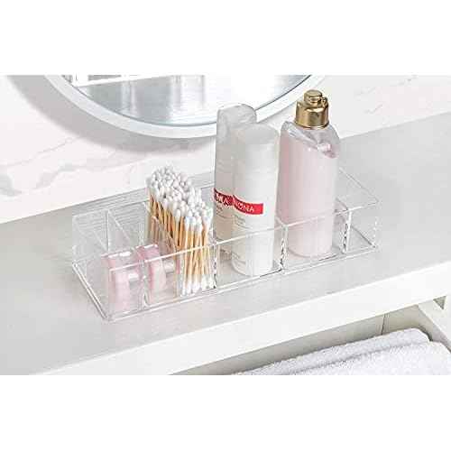 2 Pack Detachable Makeup Organizer, 8 Compartments Acrylic Cosmetic Storage Jewelry Display Boxes, Clear Drawer Organizers Case for Dresser Vanity Bathroom Kitchen