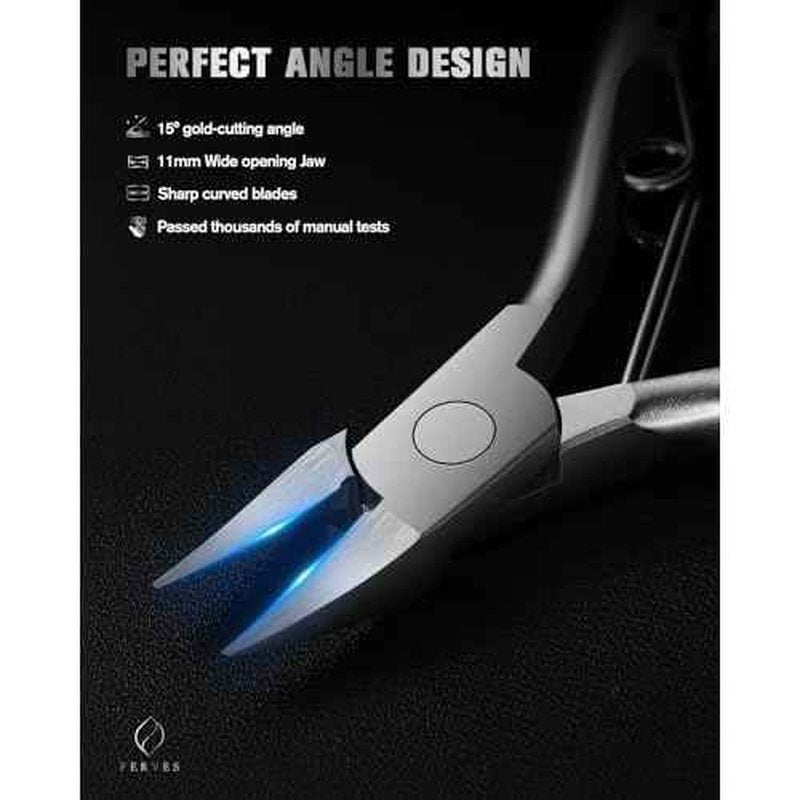FERYES Toe Nail Clippers for Thick & Ingrown Toenails - Stainless Steel Thick Toenail Clippers for Seniors, Precision Grip Fingernail Clippers for Effortless Trimming - Silver
