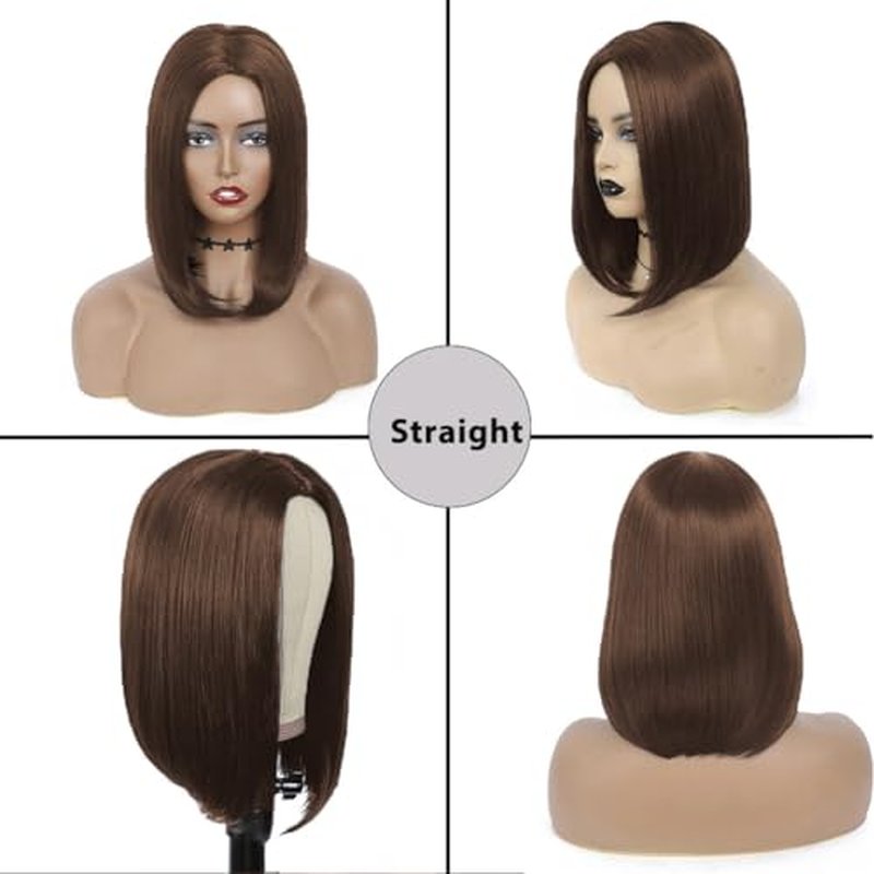 Chocolate Brown Bob Wig Human Hair Straight 13x4 HD Lace Front Wigs for Black Women Glueless Short Bob Lace Frontal Wig Human Hair Pre Plucked 150% Density #4 Color 16 Inch
