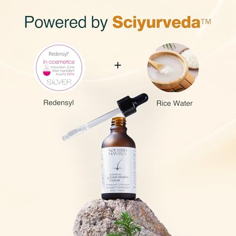 Nourish Mantra Advanced Hair Growth Serum 50ml, 3% Redensyl, 2% Anagain, 2% Procapil, 5% Rice Water, Promotes Hair Regrowth, Anti Thinning & Hair Loss Treatment,Rapid Hair Growth Serum for Women & Men
