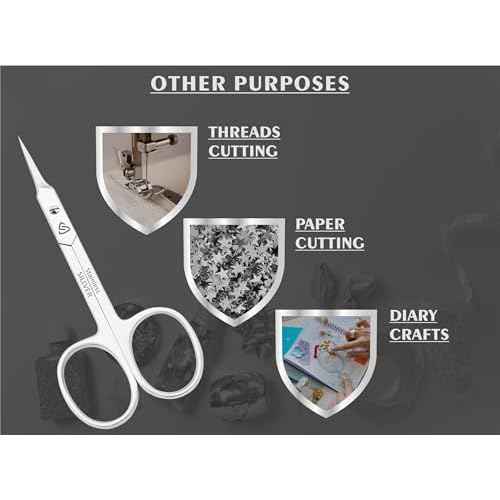 Cuticle Scissors Curved Blade - Extra Fine Pointed Tip Professional Manicure Grooming Scissors for Cuticles, Beard, Nose Hair, Eyelash, Mustache - Eyebrow Scissors