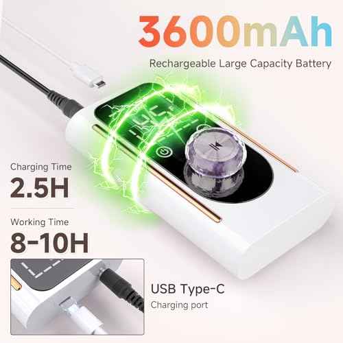 Nail Drill, Portable Electric Nail File 45000RPM, Rechargeable Nail Drill Professional with Bits & Base, for Acrylic Gel Nails, E-File Machine, Manicure Polishing, for Salon Home, White