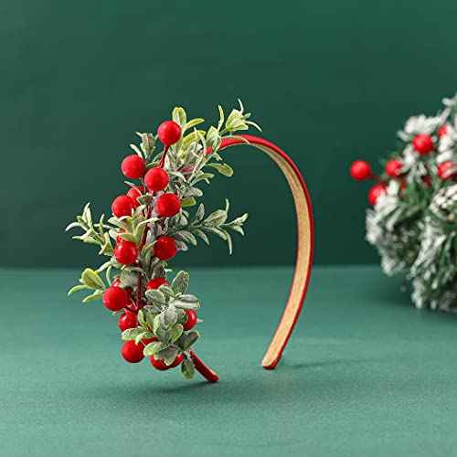 Catery Christmas Headbands Reindeer Antler Xmas Hair Hoop Headpiece Berry Christmas Party Headwear for Women and Girls