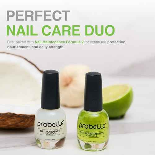 Probelle Nail Hardener Formula 1 - Repair Damaged Nails, Extra Strong Nail Growth Base Coat For Brittle Nails, Grows and Strengthens Soft, Weak Nails, Aids Splitting, Breaking, Peeling Nails