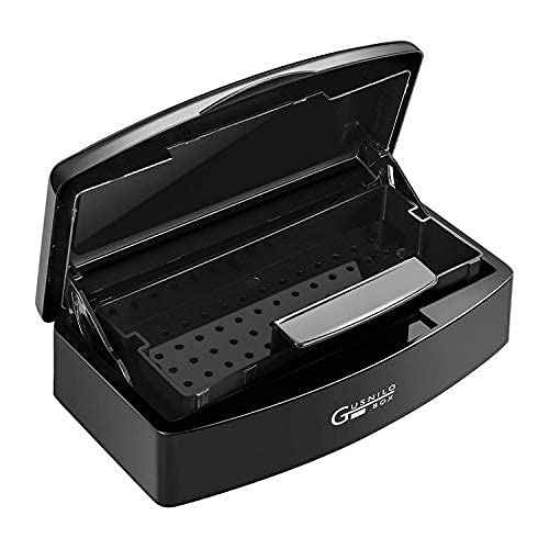 Gusnilo Nail Tool Sterilizer Box Plastic Disinfectant Container Barbicide Disinfectant Tray for Nail Tools, Tweezers, Hair Salon, Spa and Trimmer Manicure Equipment (Black)