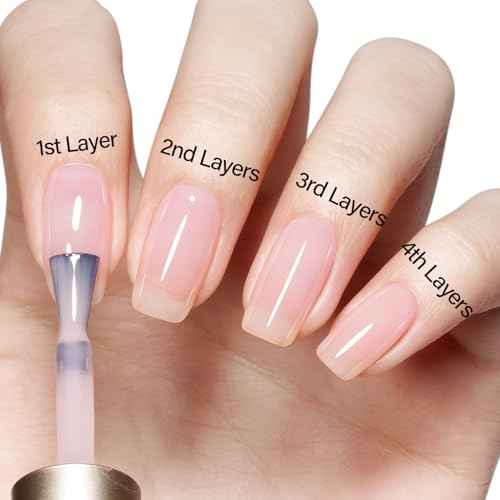 AILLSA Milky Pink Nude Gel Nail Polish, 15ml Translucent Soak Off UV LED Light Cure Gel Polish, Long Lasting for French Nail Art Salon DIY Manicure at Home