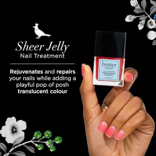 butter LONDON Nail Strengthener for Damaged Nails, Jelly Preserve - Translucent Finish Nail Polish Strengthens, Nourishes & Rejuvenates Nail Beds & Roots - Nail Care Products