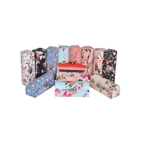 12 Pcs Lipstick Case with Mirror Floral Design Lipstick Holder Flower Printing Lip Stick Box (Pattern A)