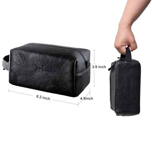 Mens Luxury Bath and Body Gift Set For Him - Skin Care Kit in Eucalyptus and Mint - Fathers Day Birthday Christmas Gifts Ideas For Men - 7Pcs Set w. Full Size Items in Leather Toiletry Bag