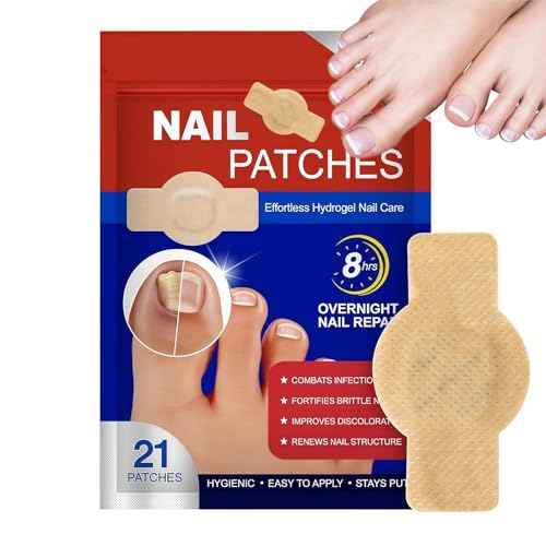 Fungal Nail Patches for Toenails, 21 Count - Nail Repair Patches with 8-Hour Adhesion, for Discolored & Damaged Toenails Care, Overnight Renewal for Men & Women