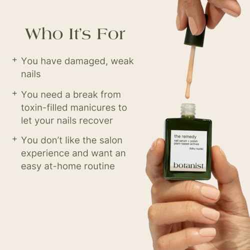Botanist The Remedy | Nail Strengthening Polish | Repairs & Hardens Nails Damaged from Acrylics, Dip & Gel Manicures | Non-Toxic, 84% Plant Based, 21-Free & Vegan (Nude)