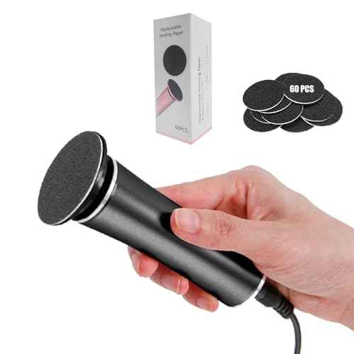 Electric Foot File Callus Remover Professional Foot File Pedicure Tools Adjustable Speed 60pcs Replacement Sandpaper disc Easy to Remove Cutin Dead Skin calluses(Black 60pcs)