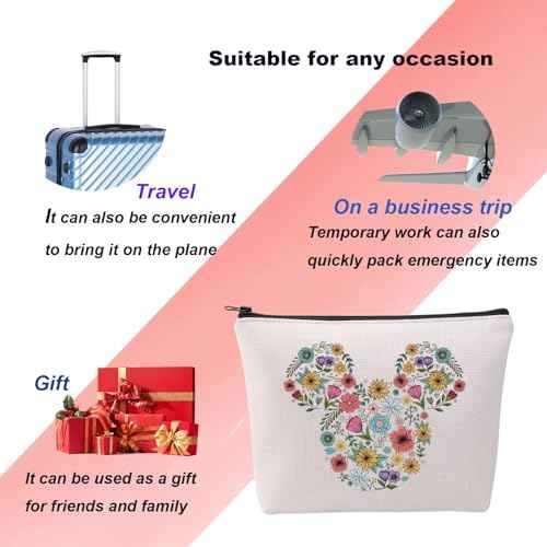 KUIYAI Flower And Garden Festival Makeup Bag Epcot Festival Toiletry Bag Floral Mouse Head Gift Kingdom Family Trip Gift (MouseFlowerMup)