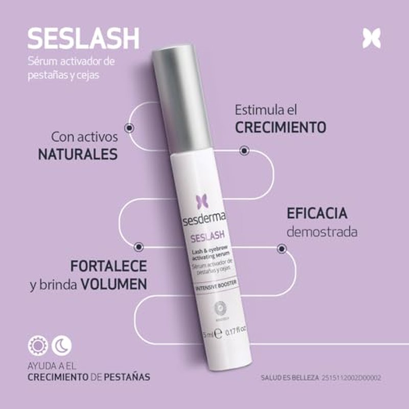 Sesderma SESLASH Eyelash & Brow Enhancing Serum, Transform Your Lashes with This Effective Eyelash Serum & Brow Serum for Beautiful Lashes & Defined Brows, 0.17 fl oz