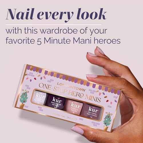 LONDONTOWN One Step Hero Minis ? 4-Piece Nail Gift Set with Tint, Brightening & Strengthening, No Base or Top Coat Needed