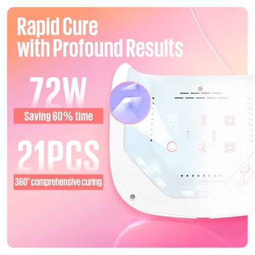 MEFA 72W Portable U V Nail Lamp, U V Light for Gel Nail with 3 Timers, Dryer for Gel Polish Fast Curing, 21pcs Lamp Beads LED Professional UV Light for Home Salon Art Tools