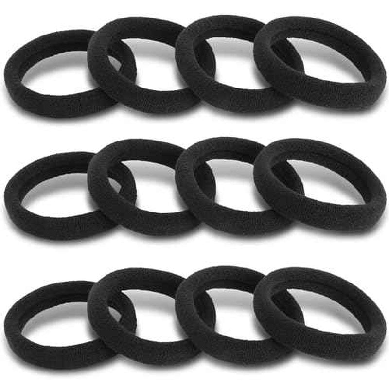 120PCS DWKFEOQ Black Hair Ties for Women Girls, Elastic Ponytail Holders, Cotton Seamless Hair Bands, No Damage for Thick Hair, 1.8 Inch in Diameter (Black)