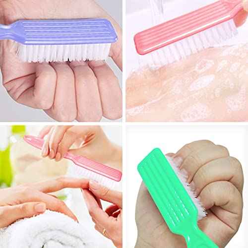 HOFASON 6 Pack Nail Brush for Cleaning Fingernails, Nail Brush Handle Grip Brush for Nail and Toenail Foot, Nail Dust Brush Manicure Pedicure Tools Scrubbing Brush Women Men Home Salon (Macaron)