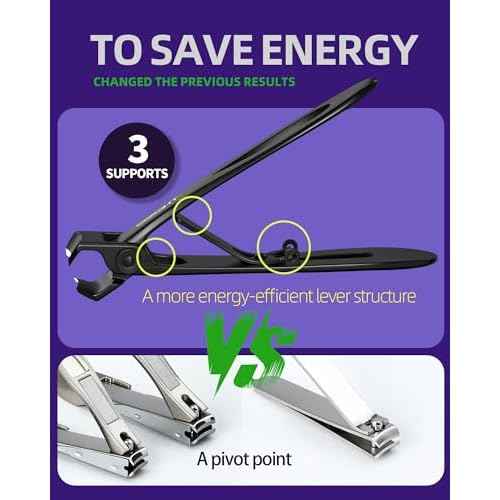 SZQHT Ultra Wide Jaw Opening Nail Clippers Set, Toenail Clippers for Thick Nails, Heavy Duty Nail Cutter, Stainless Steel Toe Nail Clippers for Seniors, Men & Women Manicure,Pedicure,Big(Black)