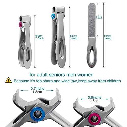 Large and Small Nail Clippers Set, Toenail Clippers for Thick Toenails, Wide Jaw Opening Heavy Duty Stainless Steel Toe Nail Clippers for Seniors, Men & Women