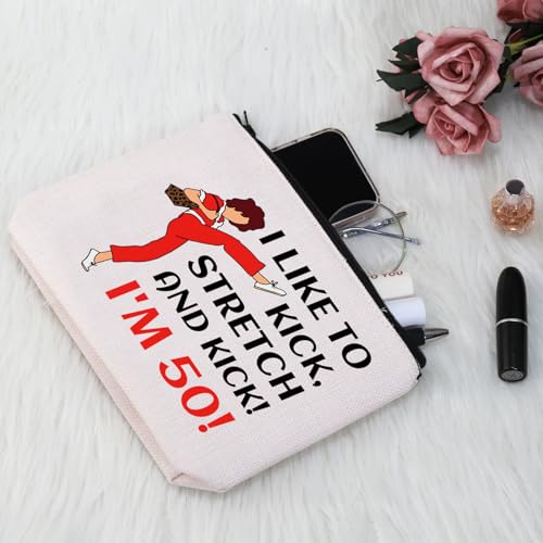 G2TUP TV Show Inspired Gift I Like To Kick I'm 50 Makeup Bag Fun Skit Lover Cosmetic Bag TV Show Characters Fans Gift (I Like To Kick I'm 50 MB)