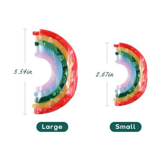 Big Rainbow Hair Claw Clip Non Slip 3.5inch Acrylic Acetate 90's Strong Hold Jaw Barrettes Cute for Women Girls Thin Thick Hair Accessory Rainbow Pride Parade Valentine¡¯s Gifts