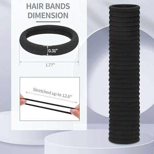 150 Pcs Seamless Elastic Hair Ties No Damage for Thick & Thin Hair, Ponytail Holders, Elastics, Soft Pony Tails Bands for Women, All Black